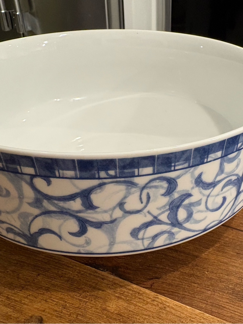 Blue Heather by Oneida Blue Scroll Ceramic Serving Bowl - White and Blue